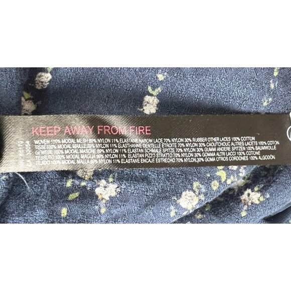 Free People Bali Tate Navy Floral Lace-Trimmed Bodysuit Open Back Size XL - Picture 4 of 16